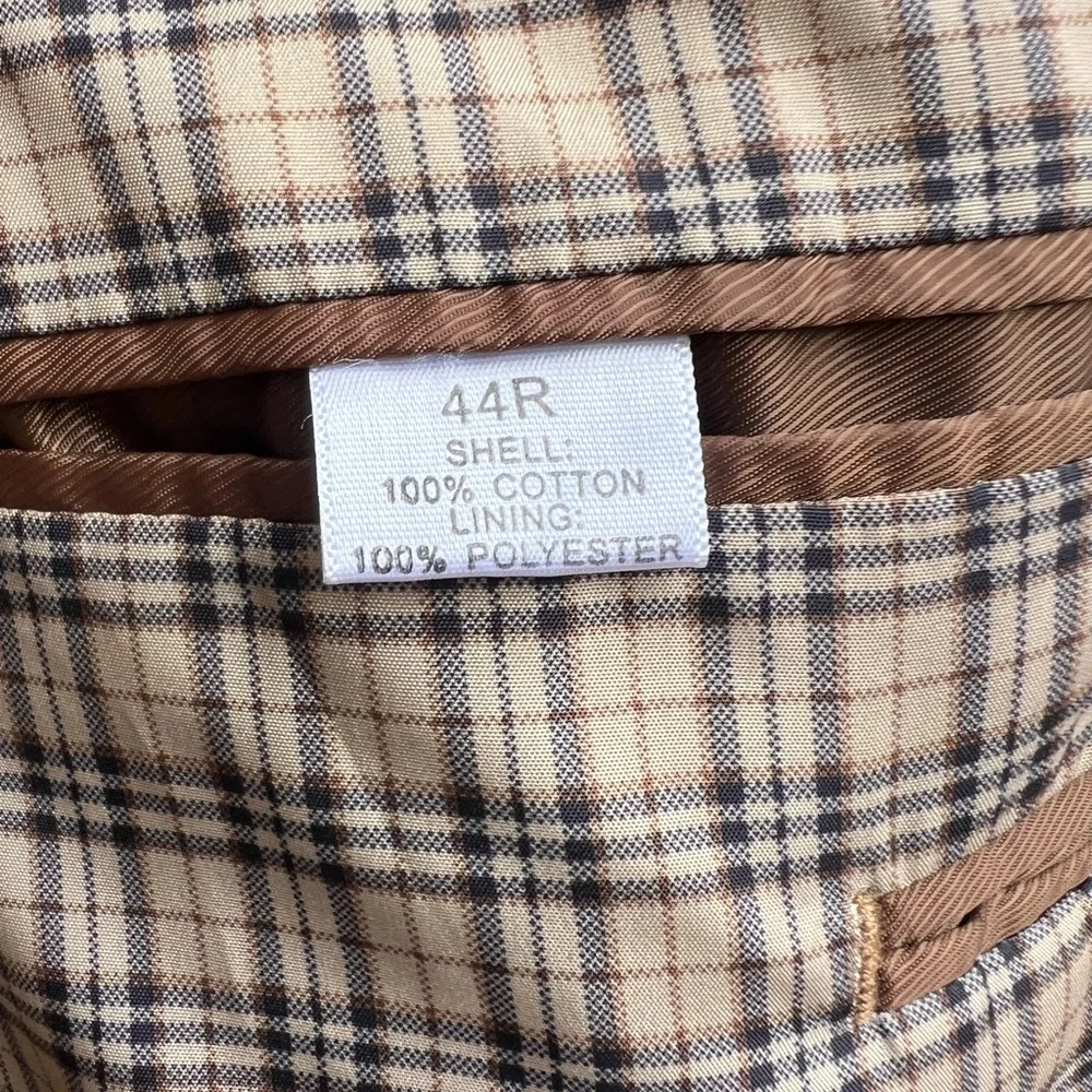 SADDLEBRED Black Corduroy Plaid Lining SPORT COAT Jacket Mens 44 R